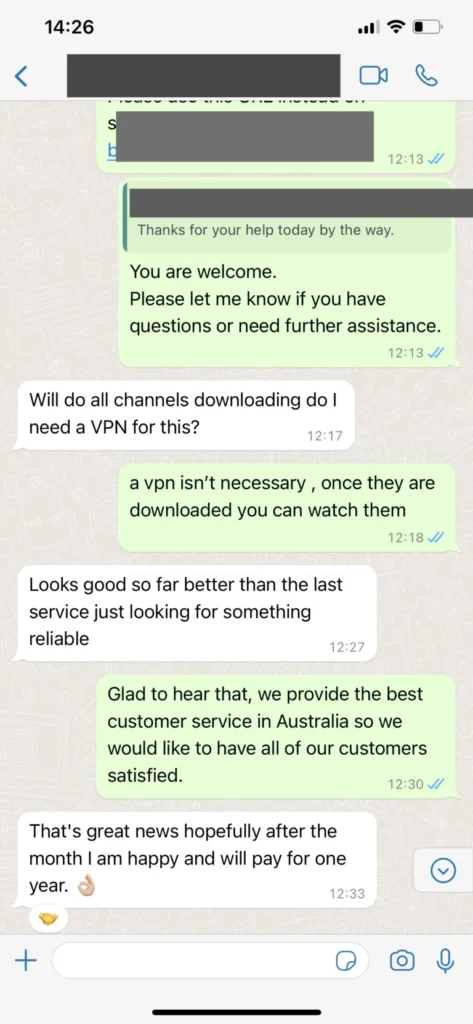 vunotv WhatsApp Customer Chat Screenshot 3